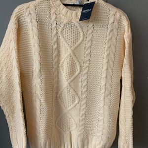Cable knit, crew neck sweater